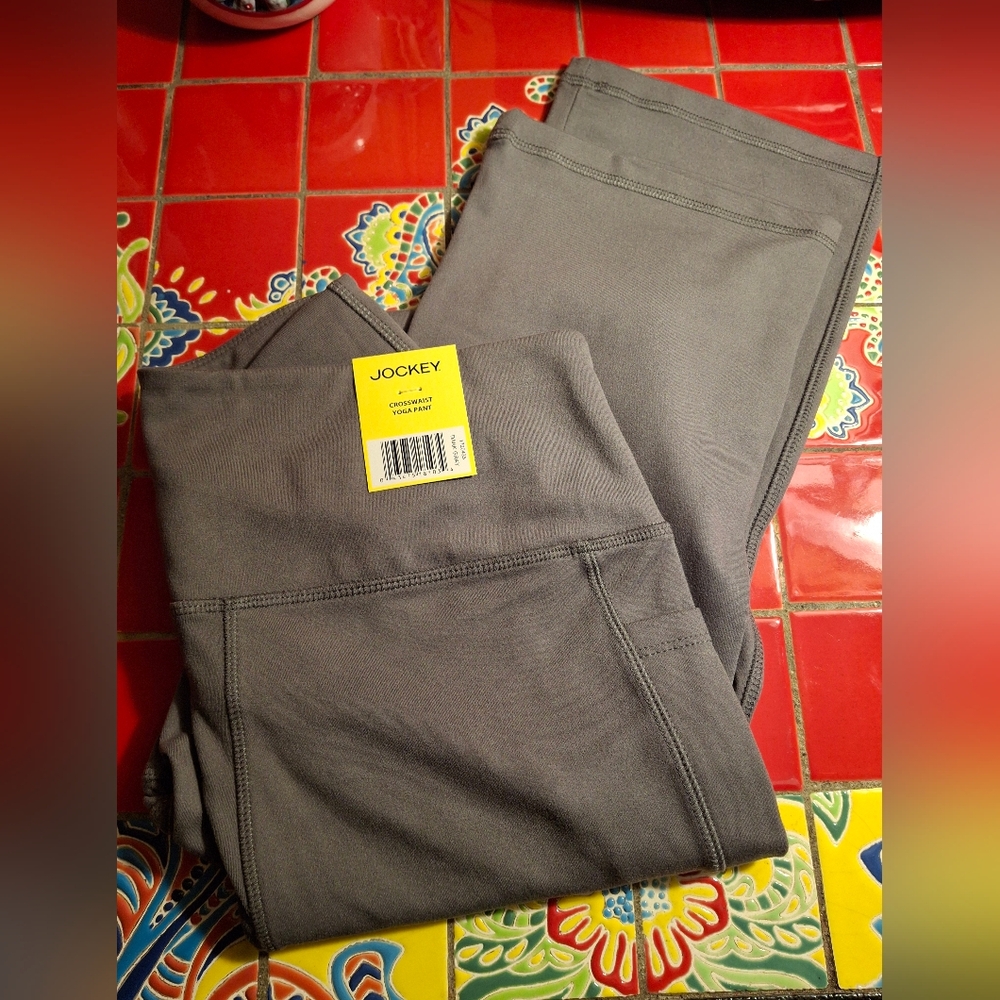 Jockey Crosswaist Women's Sm Dance Workout Pants Dark Gray NWT 31" Inseam